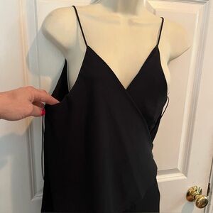 Zara size large black wide leg  jumpsuit wrap style top NWT